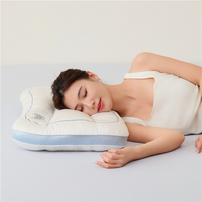 91家纺网 家纺一手货源 找家纺 （总）昕科 2025新款蚕丝蝴蝶立体枕头-莱赛尔天丝桑蚕丝绣花枕芯蝴蝶刺绣枕