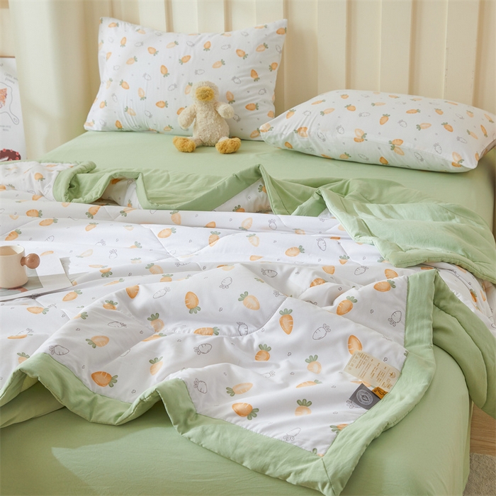 91家纺网 家纺一手货源 找家纺 2025新款小花款新疆棉花夏被【棉花含量100%】夏季空调被薄被子可机洗夏凉被 胡萝卜