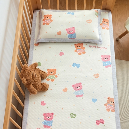 嗨生活 2025新款A类儿童冰藤软席幼儿园凉席-可定做 开心小熊