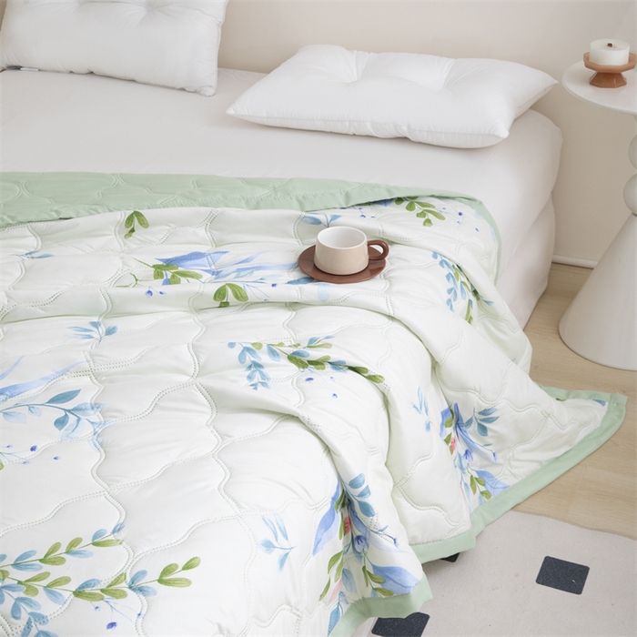 91家纺网 家纺一手货源 找家纺 席万佳 2025新款直播热款印花夏凉被空调被被子被芯水洗棉夏被 半夏