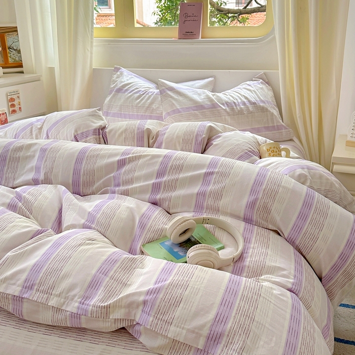 91家纺网 家纺一手货源 找家纺 田野2025新款13372全A全棉四件套 紫椰千层