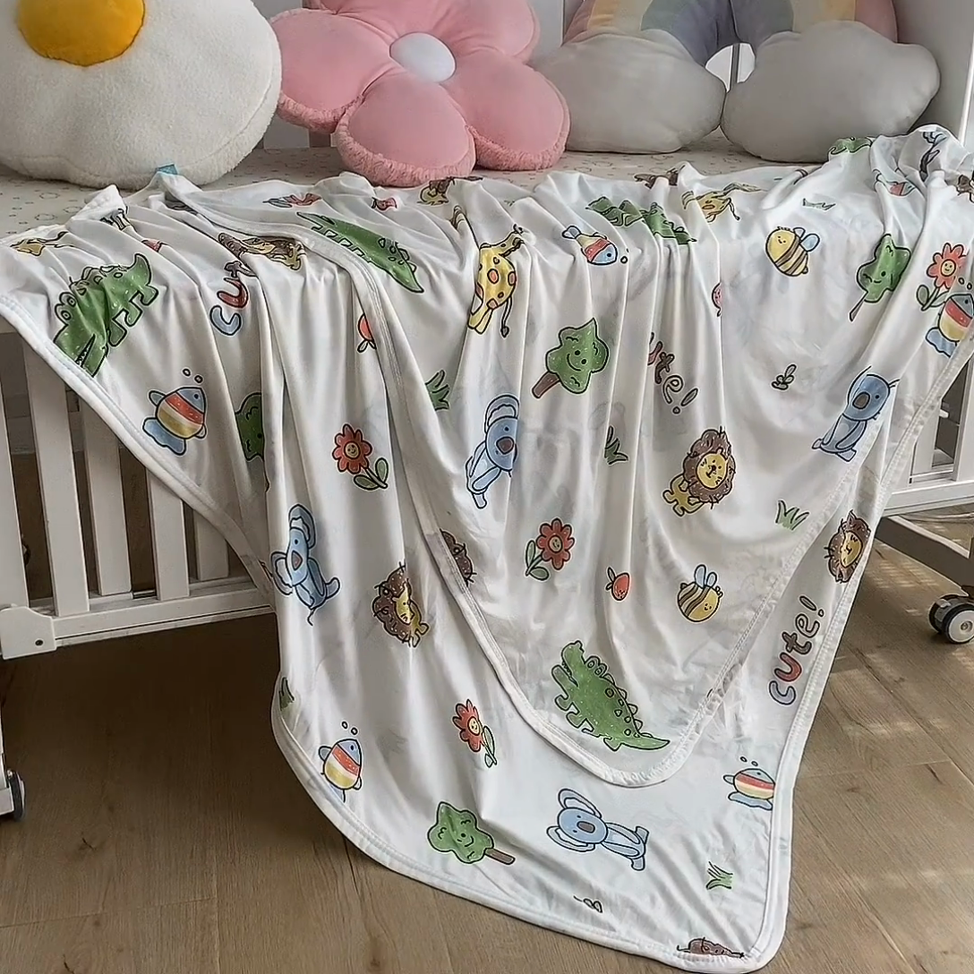 91家纺网 家纺一手货源 找家纺 2026新款儿童针织多功能盖毯 大鳄乐园