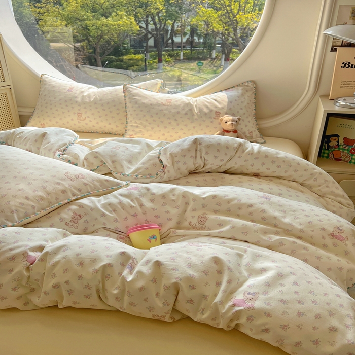 91家纺网 家纺一手货源 找家纺 葡萄家 2025爆款高克重彩色三角针A类针织双层纱四件套 提供买家秀 约克夏夏