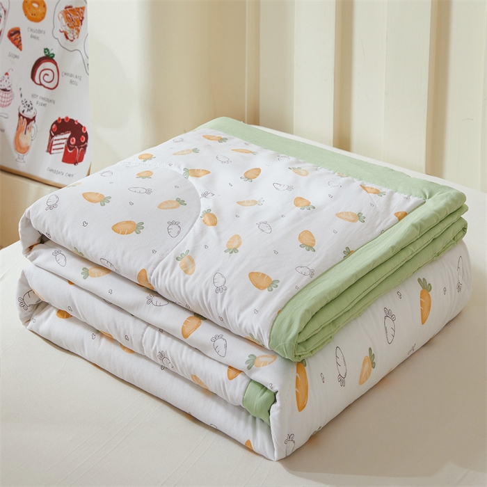 91家纺网 家纺一手货源 找家纺 2025新款小花款新疆棉花夏被【棉花含量100%】夏季空调被薄被子可机洗夏凉被 胡萝卜