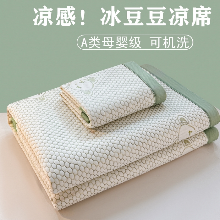 91家纺网 家纺一手货源 找家纺 2025新款凉感冰豆豆凉席-暴力熊系列 暴力熊-草绿