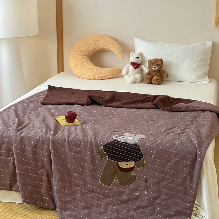 91家纺网 家纺一手货源 找家纺 月夏 2025新款全棉色织提花新疆棉花夏被被子被芯-彩点律动 彩点律动-紫色