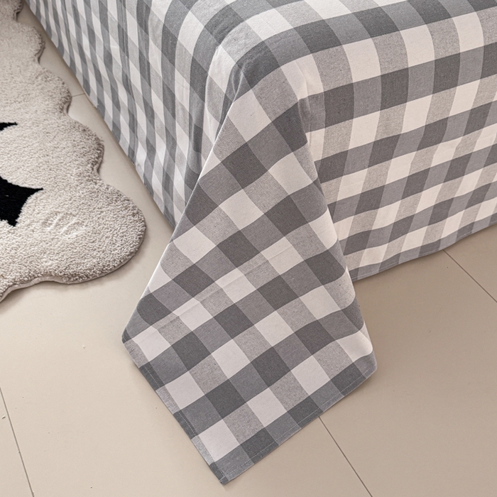 91家纺网 家纺一手货源 找家纺 首爱家纺 2025新款色织老粗布四件套全棉四件套纯棉四件套 棋盘