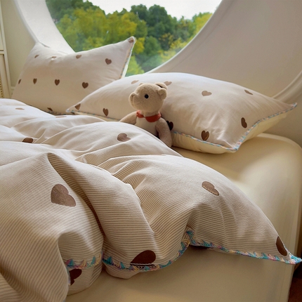 葡萄家 2025爆款高克重彩色三角针A类针织双层纱四件套 提供买家秀 玖在心