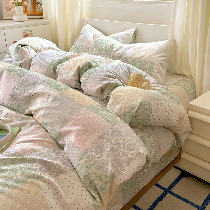 91家纺网 家纺一手货源 找家纺 田野2025新款13372全A全棉四件套 阳光花房