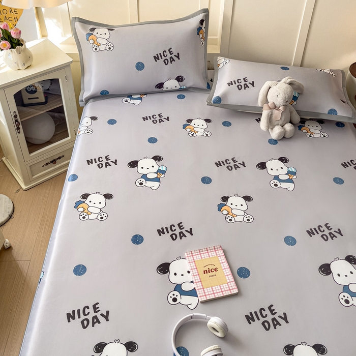 91家纺网 家纺一手货源 找家纺 富馨莱 2025新款床笠款冰藤印花凉席A类抗菌冰丝席支持定制尺寸 乖乖狗