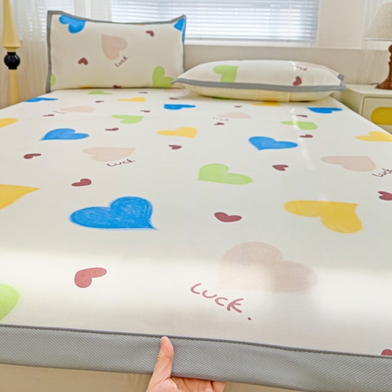 富馨莱 2025新款平铺款冰藤印花凉席A类抗菌冰丝席支持定制尺寸 心意满满