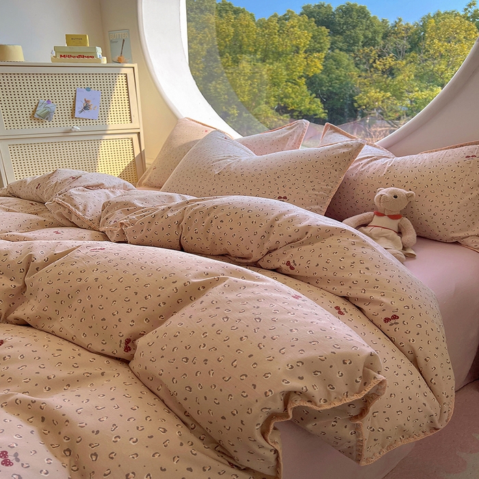 91家纺网 家纺一手货源 找家纺 葡萄家 2025爆款高克重彩色三角针A类针织双层纱四件套 提供买家秀 幸绘咖