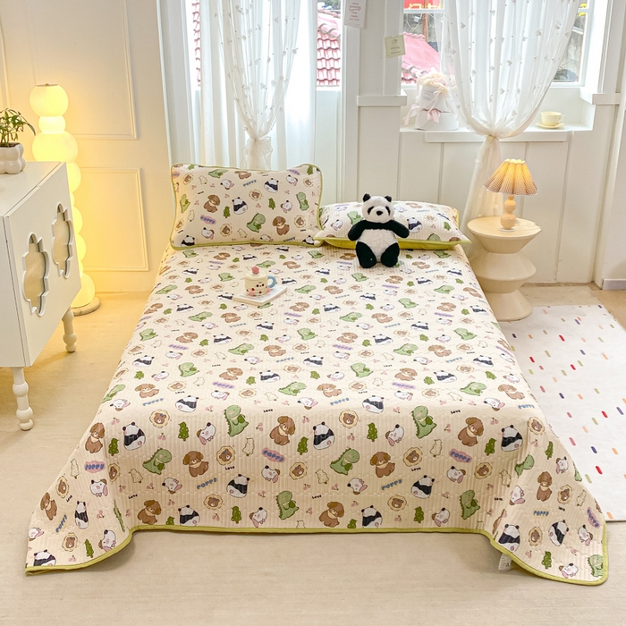 91家纺网 家纺一手货源 找家纺 顺顺家纺 2025新款全棉卡通夹棉床盖 森林集会