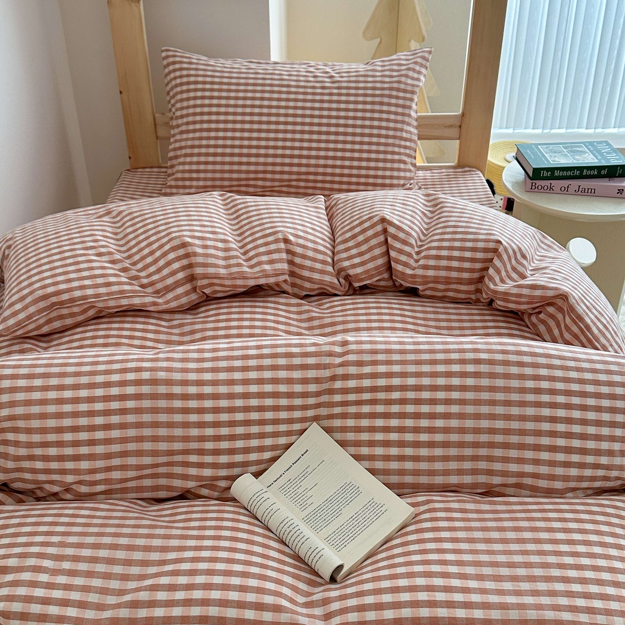 91家纺网 家纺一手货源 找家纺 拔萃 2025新款全棉纯棉色织学生上下铺套件格子纯棉宿舍三件套六件套 玉小格