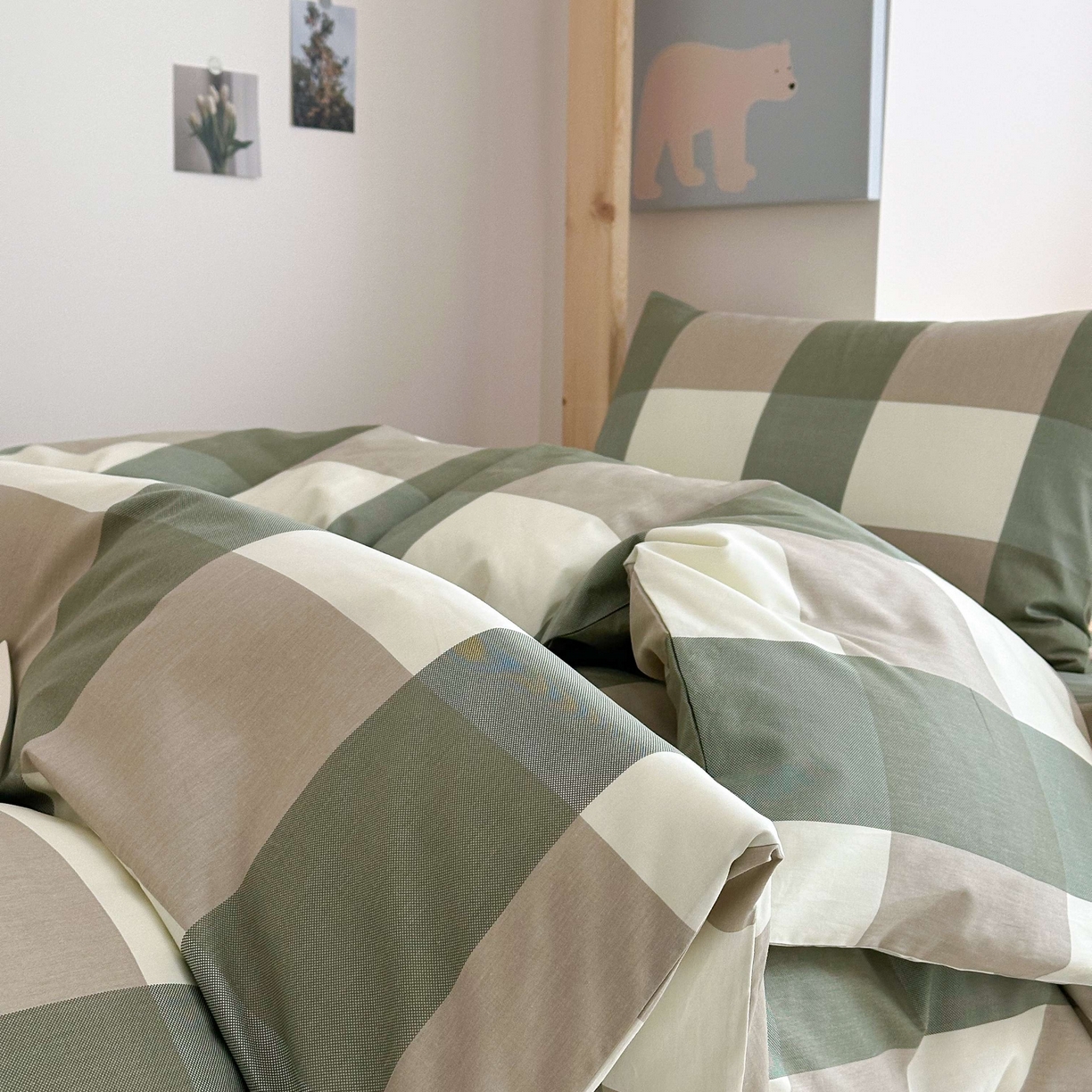 91家纺网 家纺一手货源 找家纺 拔萃 2025新款全棉纯棉足标13372印花学生上下铺套件纯棉宿舍三件套六件套 格调绿