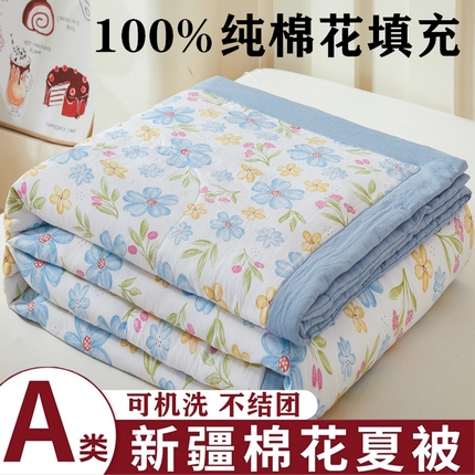 2025新款小花款新疆棉花夏被【棉花含量100%】夏季空调被薄被子可机洗夏凉被 可可佳人