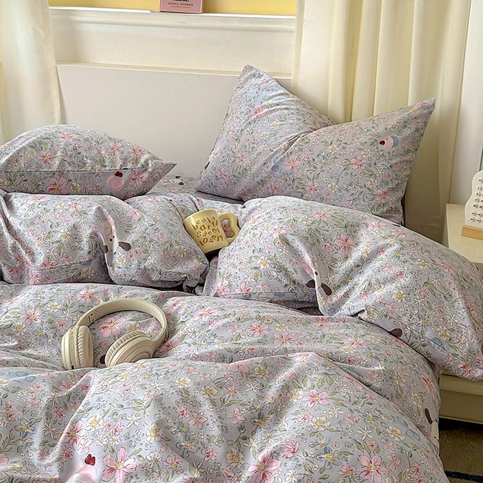 91家纺网 家纺一手货源 找家纺 田野2025新款13372全A全棉四件套 屋顶花园