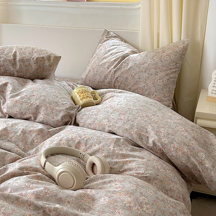 91家纺网 家纺一手货源 找家纺 田野2025新款13372全A全棉四件套 春色