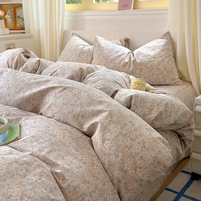 91家纺网 家纺一手货源 找家纺 田野2025新款13372全A全棉四件套 春色