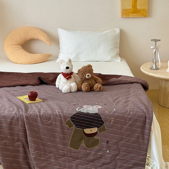 91家纺网 家纺一手货源 找家纺 月夏 2025新款全棉色织提花新疆棉花夏被被子被芯-彩点律动 彩点律动-紫色