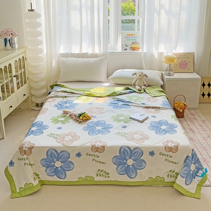 91家纺网 家纺一手货源 找家纺 心悦家纺 2025新款全棉印花棉花夏被 缦柔梦境