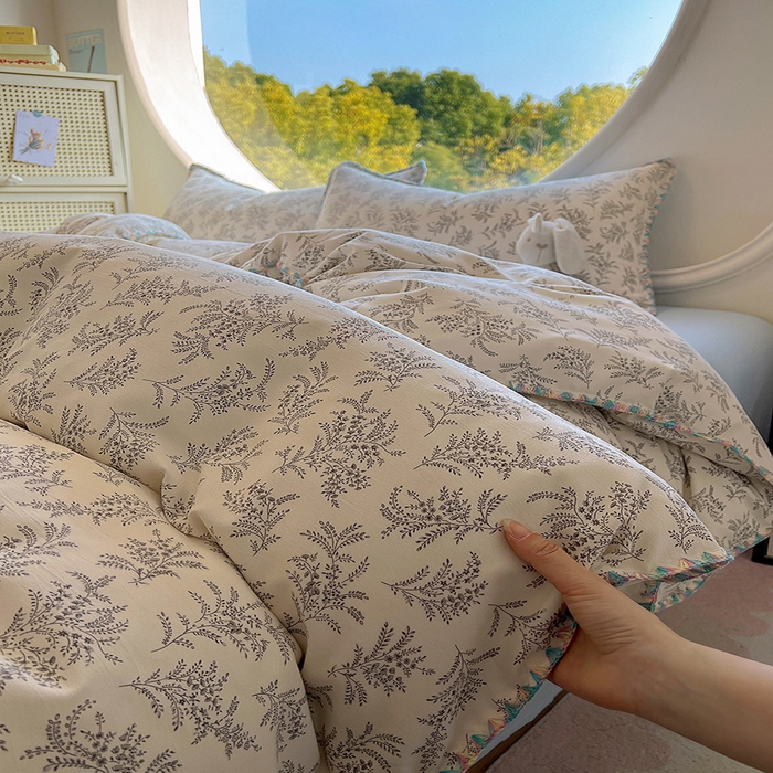 91家纺网 家纺一手货源 找家纺 葡萄家 2025爆款高克重彩色三角针A类针织双层纱四件套 提供买家秀 悠野