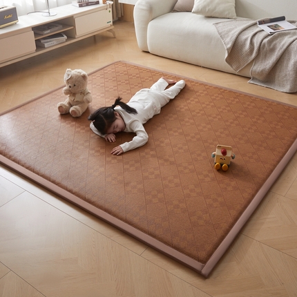 91家纺网 家纺一手货源 找家纺 （总）昊川2025年凉席地垫榻榻米垫凉感冰藤床边飘窗地铺多功能地垫单垫子可定制凉席