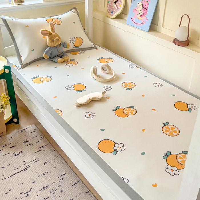 91家纺网 家纺一手货源 找家纺 富馨莱 2025新款学生平铺款冰藤印花凉席A类抗菌冰丝席支持定制尺寸 心想事成