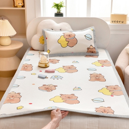 鱼宝2025新款儿童冰藤席冰丝凉席软席 卡卡巴拉