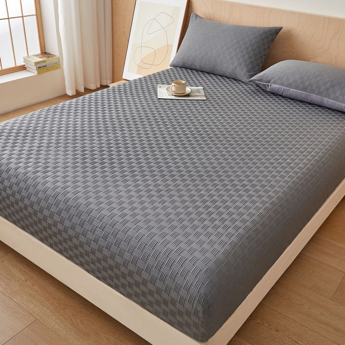 91家纺网 家纺一手货源 找家纺 （总）梦镜2025新款A类亲肤棉华夫格棋盘格防水床笠