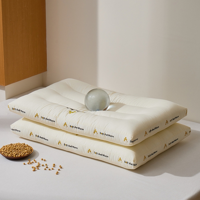 91家纺网 家纺一手货源 找家纺 昕科 2025新款全棉A类大豆纤维立体安睡枕头-高中低款-纯棉大豆纤维枕芯 大豆立体安睡-低枕