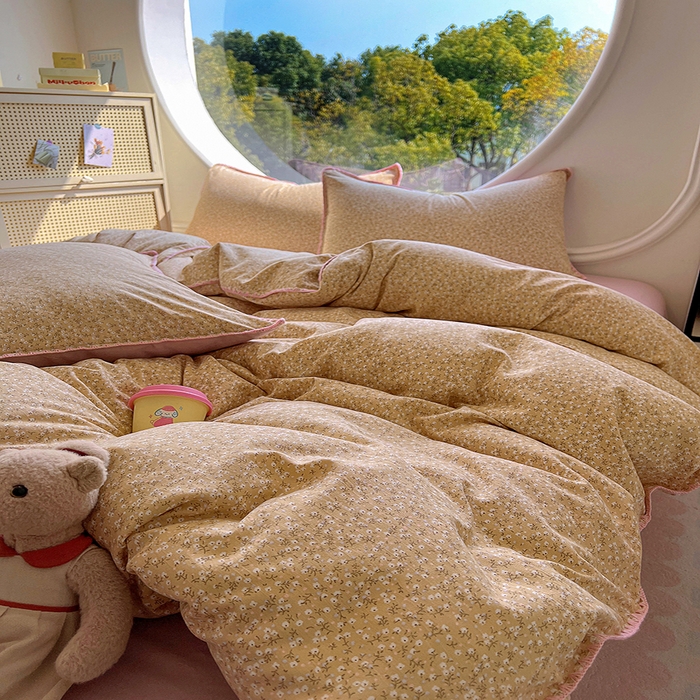 91家纺网 家纺一手货源 找家纺 葡萄家 2025爆款高克重彩色三角针A类针织双层纱四件套 提供买家秀 野忘