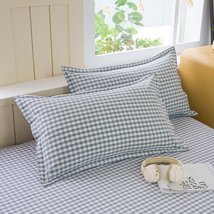 91家纺网 家纺一手货源 找家纺 首爱家纺 2025新款色织老粗布四件套全棉四件套纯棉四件套 淡墨