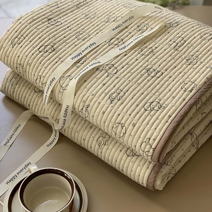 91家纺网 家纺一手货源 找家纺 汇庭 2025新款蔓莎床盖三件套系列-实拍 小象星星