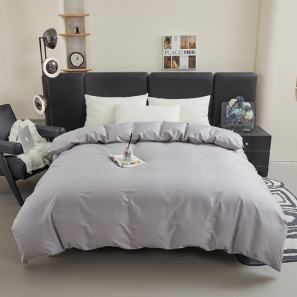 雅萱家纺 2025新款40S斜纹13372全棉纯色被套 40S气质灰