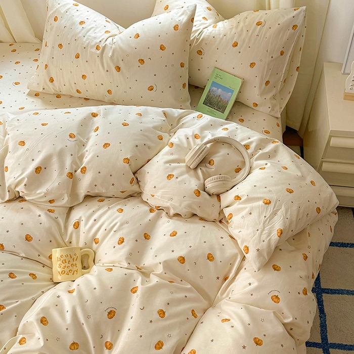 91家纺网 家纺一手货源 找家纺 田野2025新款13372全A全棉四件套 小南瓜