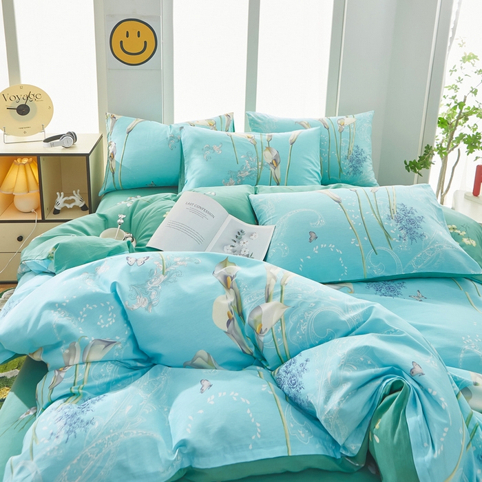 91家纺网 家纺一手货源 找家纺 黛妮雅 2025新款AB版全棉印花单被套床单枕套 百合情缘