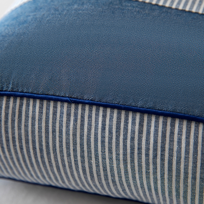 91家纺网 家纺一手货源 找家纺 九州枕芯2025新款水洗棉条纹荞麦枕枕头枕芯 蓝色20x50x8cm/只