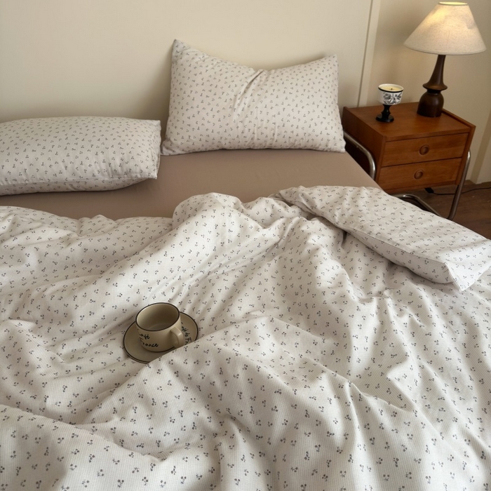 91家纺网 家纺一手货源 找家纺 曲之慕2025新款A类母婴级有氧全棉纯棉双层纱印花四件套 素锦-咖