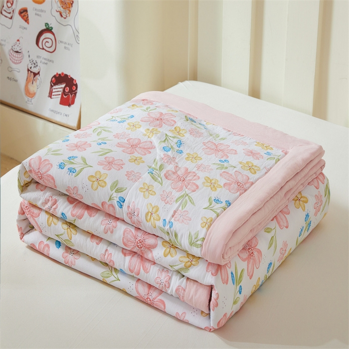 91家纺网 家纺一手货源 找家纺 2025新款小花款新疆棉花夏被【棉花含量100%】夏季空调被薄被子可机洗夏凉被 花香四季