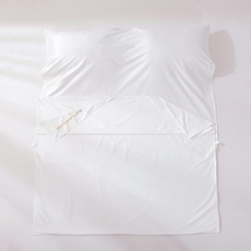 91家纺网 家纺一手货源 找家纺 佳汐蓝家纺 2025新款60支全棉纯色隔脏睡袋 浩渺白