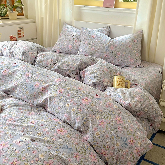 91家纺网 家纺一手货源 找家纺 田野2025新款13372全A全棉四件套 屋顶花园