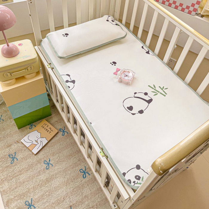 91家纺网 家纺一手货源 找家纺 富馨莱 2025新款幼儿园冰丝席A类抗菌儿童空调席支持定制尺寸 熊猫胖胖