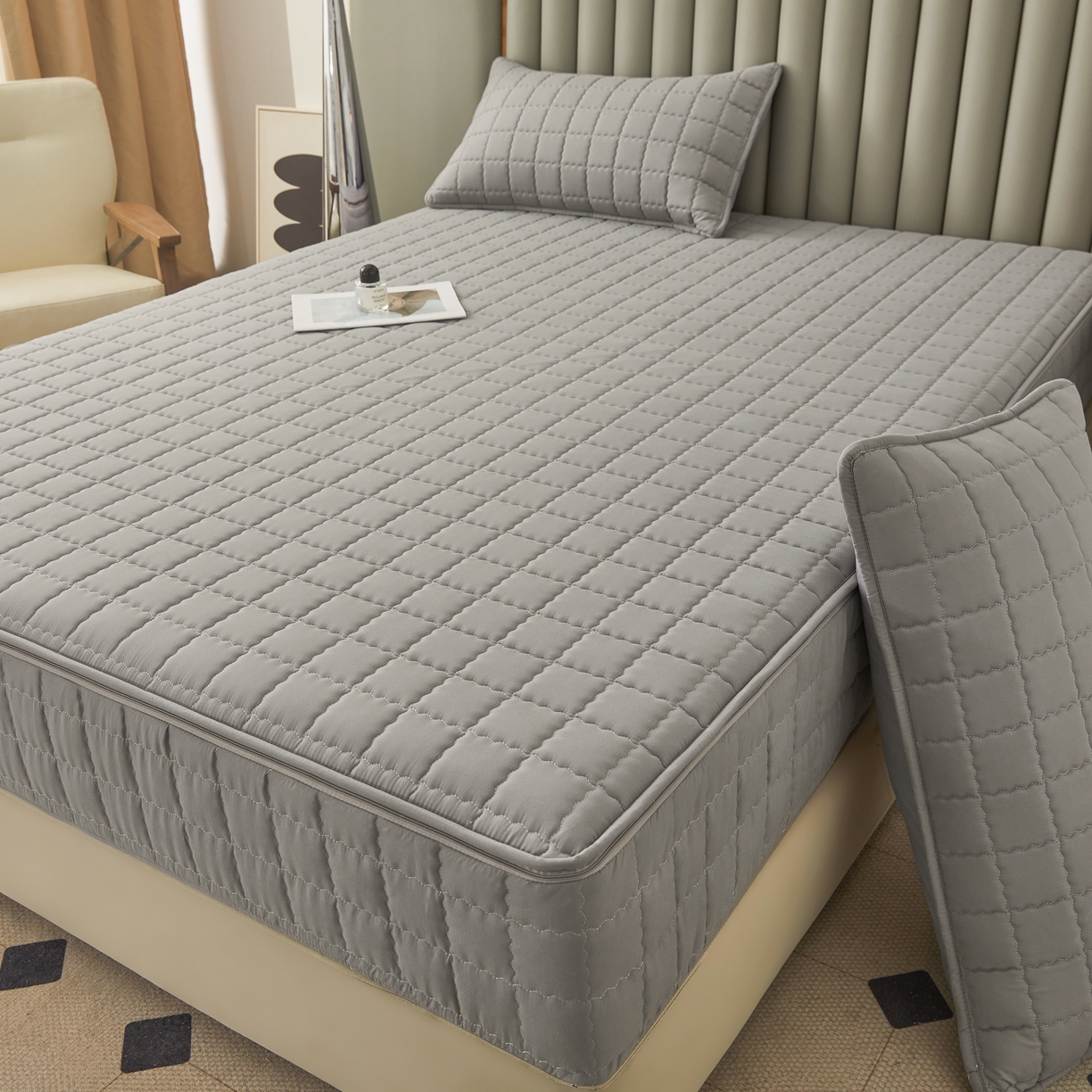 91家纺网 家纺一手货源 找家纺 （总）欧邦 2025新款可拆卸六面全包夹棉床笠