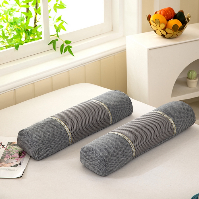 91家纺网 家纺一手货源 找家纺 九州枕芯2025新款透气网荞麦护颈枕枕头枕芯 灰色12x50x8cm/只