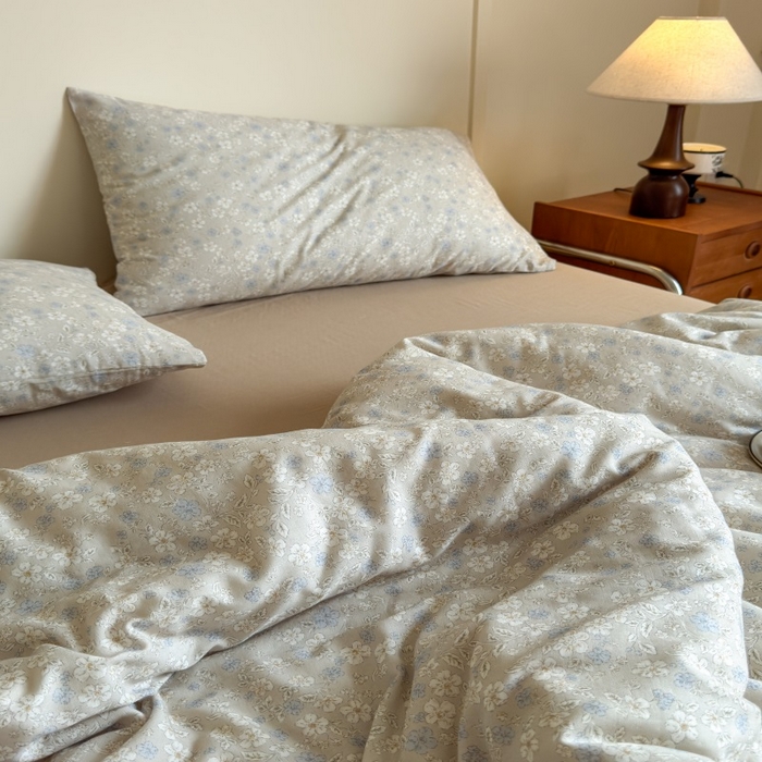 91家纺网 家纺一手货源 找家纺 曲之慕2025新款A类母婴级有氧全棉纯棉双层纱印花四件套 弗拉-黄