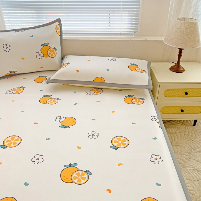 91家纺网 家纺一手货源 找家纺 富馨莱 2025新款平铺款冰藤印花凉席A类抗菌冰丝席支持定制尺寸 心想事成