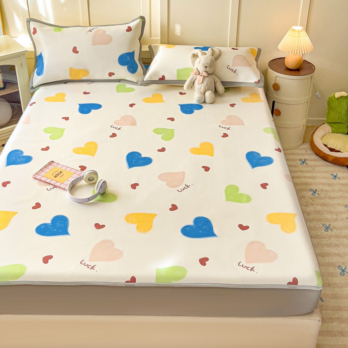 91家纺网 家纺一手货源 找家纺 富馨莱 2025新款床笠款冰藤印花凉席A类抗菌冰丝席支持定制尺寸 心意满满