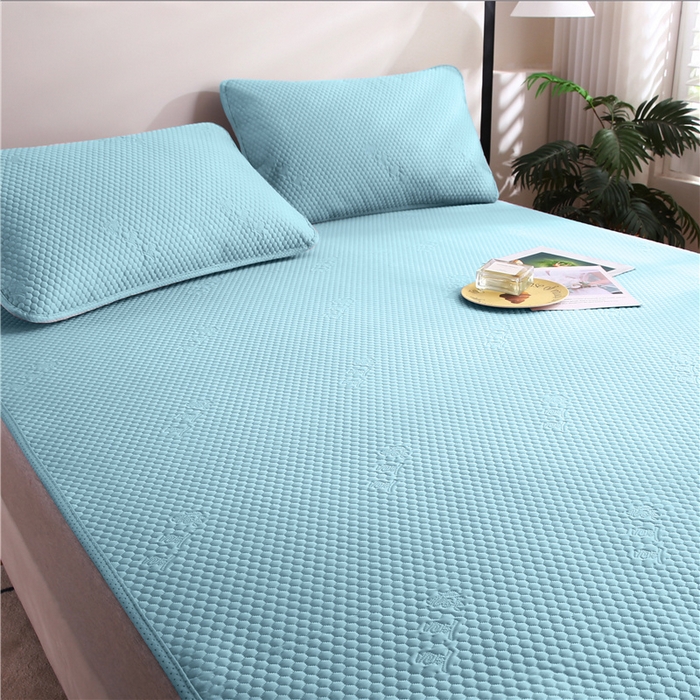 91家纺网 家纺一手货源 找家纺 2025新款3D凉豆豆凉感席子圆角床席款凉席三件套 凉豆豆-天蓝