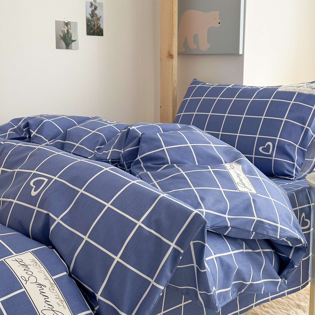 91家纺网 家纺一手货源 找家纺 拔萃 2025新款全棉纯棉足标13372印花学生上下铺套件纯棉宿舍三件套六件套 米格兰